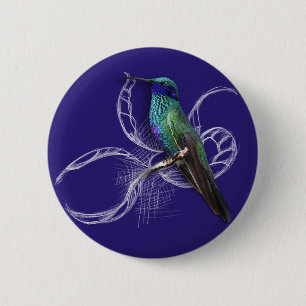 Badge Rond 5 Cm Magnifique colibri - personnalisez en ajoutant un