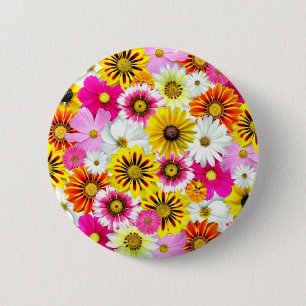 Badge Rond 5 Cm Magnifique fleurs rose jaune Accessoires motifs