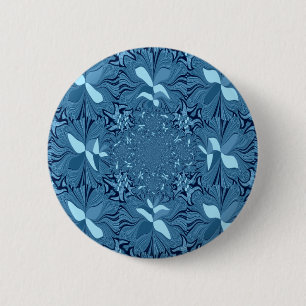 Badge Rond 5 Cm Magnifique Incroyable Art de Kaléidoscope Bleu Iri
