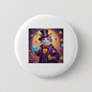 Badge Rond 5 Cm Magnifique Magnifique Chat Avec Des Yeux Bleus Lum