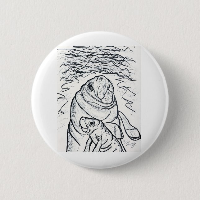 Badge Rond 5 Cm Magnifique Manatee (Devant)