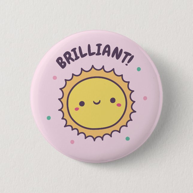 Badge Rond 5 Cm Magnifique Soleil Mignon Doodle (Devant)