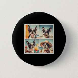 Badge Rond 5 Cm Magnifiques terriers de Boston en vacances d'été B
