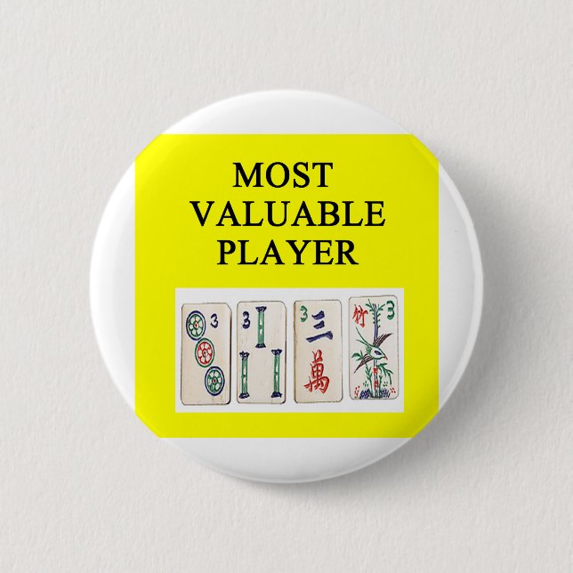 Badge Rond 5 Cm MAHJONG la plupart de joueur précieux (Devant)