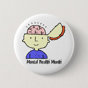 Badge Rond 5 Cm Mai est le mois de la santé mentale Cerveau exposé
