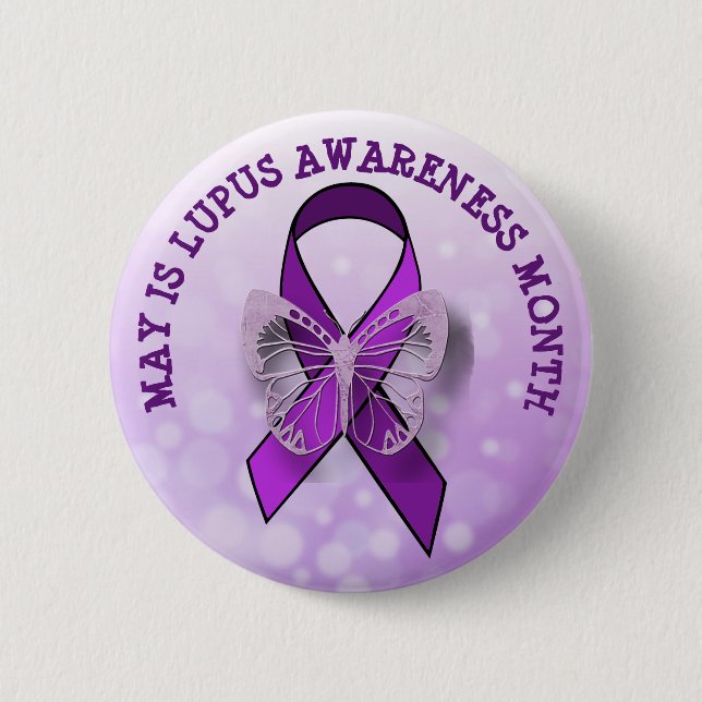 Badge Rond 5 Cm Mai est le mois de la sensibilisation au lupus (Devant)