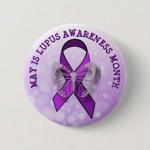 Badge Rond 5 Cm Mai est le mois de la sensibilisation au lupus