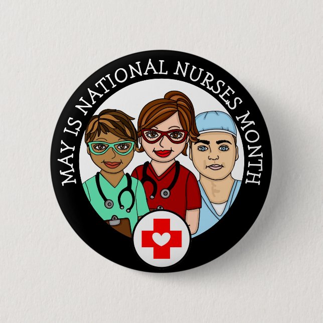 Badge Rond 5 Cm Mai est le mois national des infirmières (Devant)