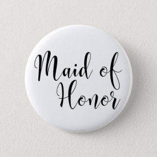 Badge Rond 5 Cm Maid of Honor 2 Black Script Typographie (30)