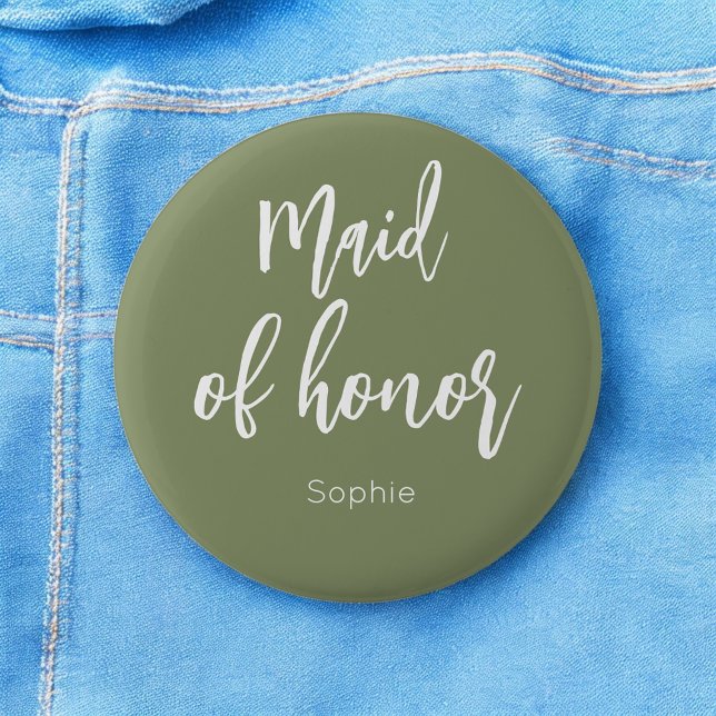 Badge Rond 5 Cm Maid of Honor Sage Green Wedding Button (Créateur téléchargé)