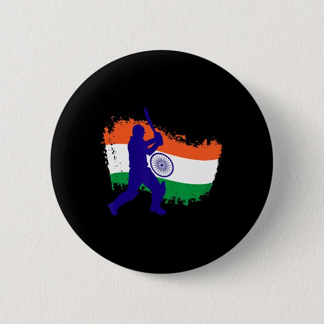 Badge Rond 5 Cm Maillot de cricket d'Inde Tsman drapeau de cricket (Devant)