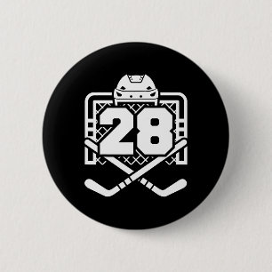 Badge Rond 5 Cm Maillot de hockey numéro 28 drôle de joueur de hoc