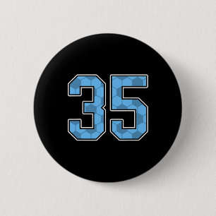 Badge Rond 5 Cm Maillot de joueur de football bleu motif numéro 35