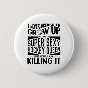 Badge Rond 5 Cm Maillot de joueur de hockey sur gazon Femmes Fille