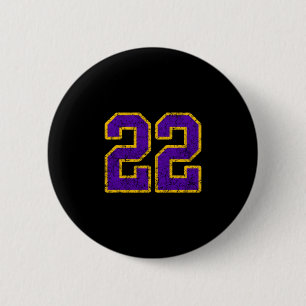 Badge Rond 5 Cm Maillot de joueur uniforme #22 or violet numéro 22