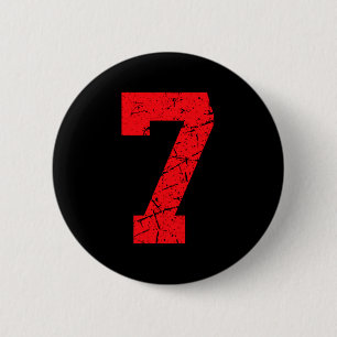 Badge Rond 5 Cm Maillot de Sport Vintage Rouge Numéro Chanceux 7 T