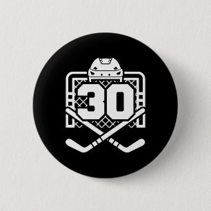 Badge Rond 5 Cm Maillot numéro 30 de hockey drôle de joueur de hoc