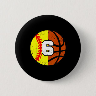Badge Rond 5 Cm Maillot numéro 6 Softll Sketll Drôle 6e anniversai