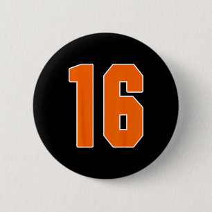 Badge Rond 5 Cm Maillot Orange Sports Numéro 16 Uniforme Joueur Fa