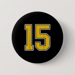 Badge Rond 5 Cm Maillot Unifo Old Gold Noir Blanc Sports Numéro 15
