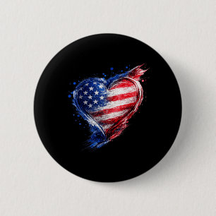 Badge Rond 5 Cm Maillot Usa Cœur Drapeau Américain Hommes Femmes U