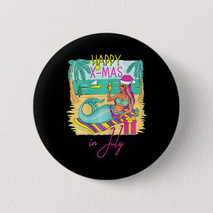 Badge Rond 5 Cm Maillots de bain Femme Noël en Juillet Cadeau de N