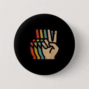 Badge Rond 5 Cm Main de la paix couleurs rétro vintage 70 Hipe hom