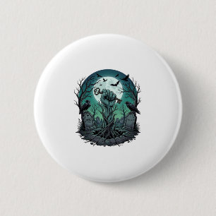 Badge Rond 5 Cm Main de Zombie Mors Clé de Squelette Pierres Tomba