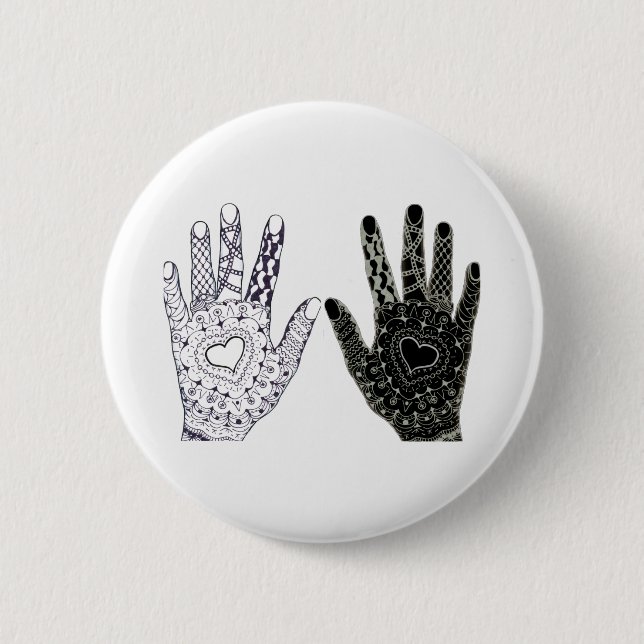 Badge Rond 5 Cm Main dessinée Mains du coeur (Devant)