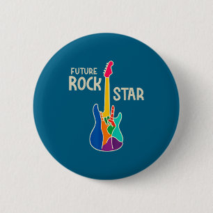 Badge Rond 5 Cm Main future de garçon star de rock guitare