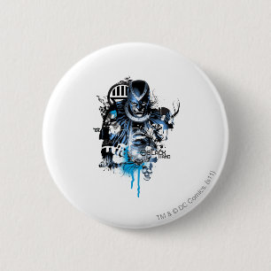 Badge Rond 5 Cm Main noire - collage bleu