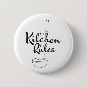 Badge Rond 5 Cm Main noire dessinée dans ma cuisine Mes règles Bou