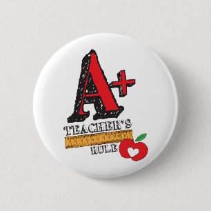 Badge Rond 5 Cm Main rouge et noire dessinée Une règle Plus Enseig