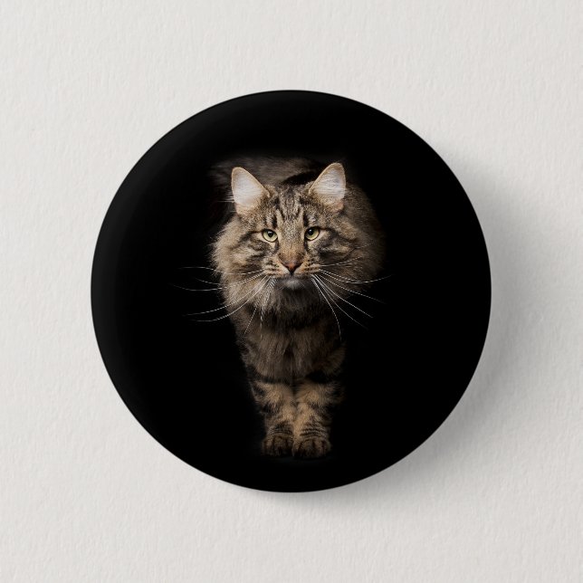 Badge Rond 5 Cm Maine Coon Chat noir (Devant)