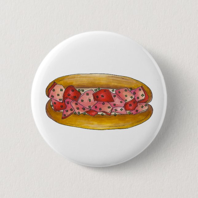 Badge Rond 5 Cm Maine Lobster Roll Fruits de mer Sandwich (Devant)