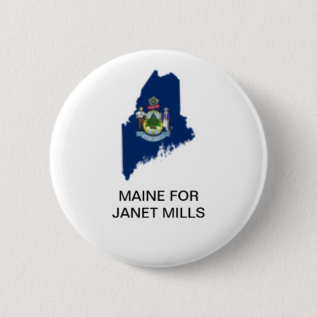 BADGE ROND 5 CM MAINE POUR JANET MILLS GOVERNOR BUTTON (Devant)