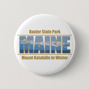 Badge Rond 5 Cm MAINE Text Image - Mount Katahdin