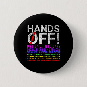 Badge Rond 5 Cm Mains au large Protester Lutter Résister Protéger