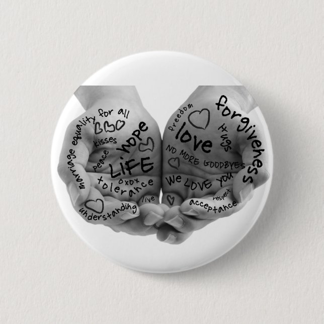 Badge Rond 5 Cm Mains de bouton de soutien seulement (Devant)