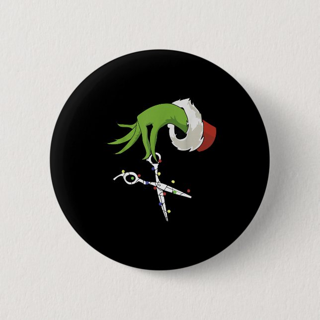 Badge Rond 5 Cm Mains de lutin drôles Coiffeur Coiffeuse Ciseaux B (Devant)