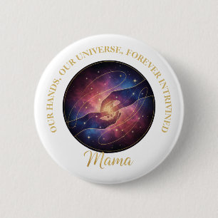 Badge Rond 5 Cm Mains de Maman Céleste Galaxie Univers
