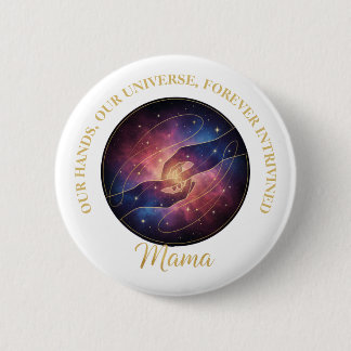 Badge Rond 5 Cm Mains de Maman Céleste Galaxie Univers