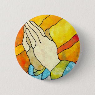Badge Rond 5 Cm Mains de prière