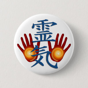 Badge Rond 5 Cm Mains de Reiki