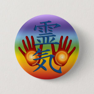 Badge Rond 5 Cm Mains de Reiki