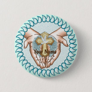 Badge Rond 5 Cm Mains du Saint-Esprit chrétien
