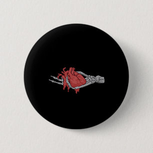 Badge Rond 5 Cm Mains du squelette du coeur