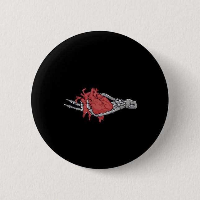 Badge Rond 5 Cm Mains du squelette du coeur (Devant)