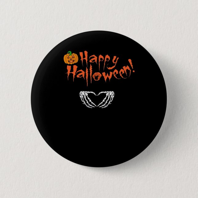 Badge Rond 5 Cm Mains éffrayantes de squelette. Joyeux Halloween. (Devant)