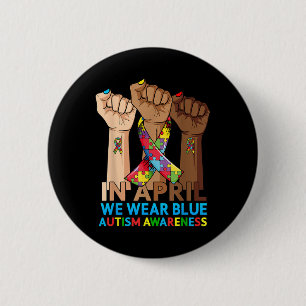 Badge Rond 5 Cm Mains En Avril Nous Portons Sensibilisation sur l'